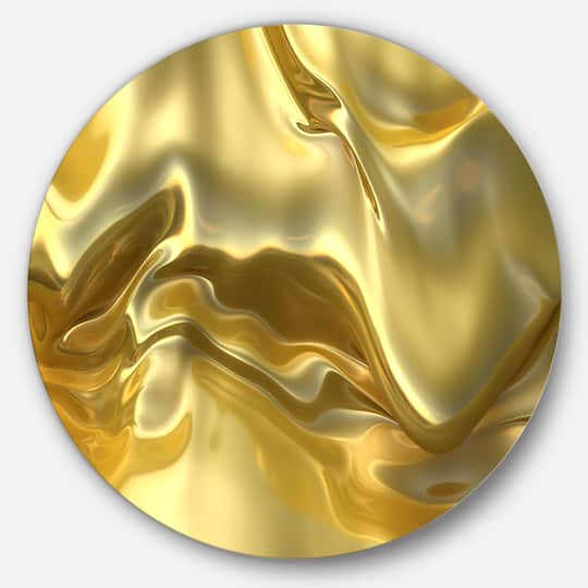 Designart - Golden Cloth Texture&#x27; Abstract Circle Circle Metal Wall Art